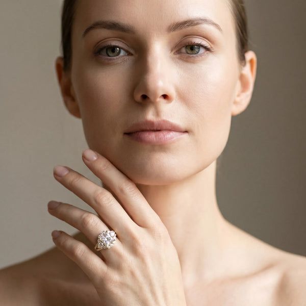 Yellow gold Princess Halo Split Shank Diamond Engagement Ring with Prong Setting
