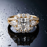 Yellow gold Princess Halo Split Shank Diamond Engagement Ring with Prong Setting_39