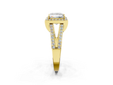 Yellow gold Princess Halo Split Shank Diamond Ring with Four-Prong Setting_38