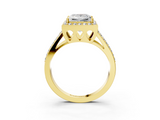 Yellow gold Princess Halo Split Shank Diamond Ring with Four-Prong Setting_39