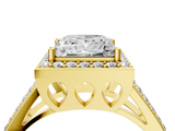 Yellow gold Princess Halo Split Shank Diamond Ring with Four-Prong Setting_40