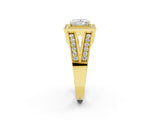 Yellow gold Princess Halo Split Shank Diamond Ring with Milgrain Prong Setting_16