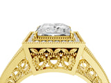 Yellow gold Princess Halo Split Shank Diamond Ring with Milgrain Prong Setting_18