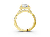 Yellow gold Princess Halo Split Shank Diamond Ring with Pavé Setting 3