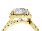 Yellow gold Princess Halo Split Shank Diamond Ring with Pavé Setting 4