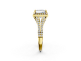 Yellow gold Princess Halo Split Shank Diamond Ring with Prong Setting_19