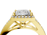 Yellow gold Princess Halo Split Shank Diamond Ring with Prong Setting_21