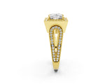 Yellow gold Princess Halo Split Shank Milgrain Diamond Ring_28