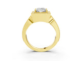Yellow gold Princess Halo Split Shank Milgrain Diamond Ring_29