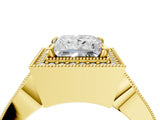 Yellow gold Princess Halo Split Shank Milgrain Diamond Ring_30