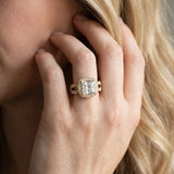 Yellow gold Princess Halo Split Shank Milgrain Diamond Ring_8