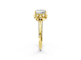 Yellow gold Princess Halo Split Shank Pave Diamond Ring with Petal Prong Setting_21