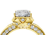 Yellow gold Princess Halo Split Shank Pave Diamond Ring with Petal Prong Setting_23