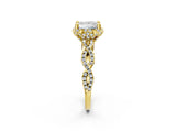 Yellow gold Princess Halo Twist Band Solitaire Ring with Six-Prong Setting_34
