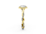 Yellow gold Princess Halo Twist Band Solitaire Ring_22