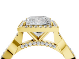 Yellow gold Princess Halo Twist Band Solitaire Ring_24