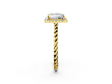 Yellow gold Princess Halo Twisted Band Four-Prong Diamond Ring_22