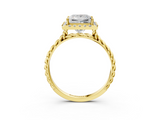 Yellow gold Princess Halo Twisted Band Four-Prong Diamond Ring_23