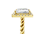 Yellow gold Princess Halo Twisted Band Four-Prong Diamond Ring_25