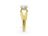 Yellow gold Princess Halo Twisted Band Four-Prong Ring_54
