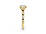 Yellow gold Princess Milgrain Bezel Diamond Engagement Ring with Solitaire Prong Setting_166