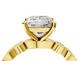 Yellow gold Princess Milgrain Bezel Diamond Engagement Ring with Solitaire Prong Setting_168