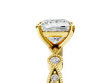 Yellow gold Princess Milgrain Bezel Diamond Engagement Ring with Solitaire Prong Setting_169