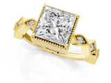 Yellow gold Princess Milgrain Marquise Diamond Twist Band Ring_52