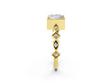 Yellow gold Princess Milgrain Marquise Diamond Twist Band Ring_53
