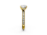 Yellow gold Princess Milgrain Pave Diamond Engagement Ring with Four-Prong Setting_157