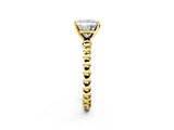 Yellow gold Princess Solitaire Beaded Band Prong Setting Ring 2