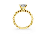 Yellow gold Princess Solitaire Beaded Band Prong Setting Ring 3
