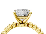 Yellow gold Princess Solitaire Beaded Band Prong Setting Ring 4