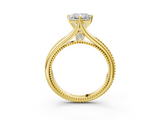 Yellow gold Princess Solitaire Beaded Band Six-Prong Setting_7