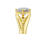Yellow gold Princess Solitaire Beaded Band Six-Prong Setting_9