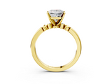 Yellow gold Princess Solitaire Beaded Band with Four-Prong Setting_62