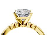 Yellow gold Princess Solitaire Beaded Band with Four-Prong Setting_63