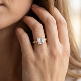 Yellow gold Princess Solitaire Bezel Accent Diamond Engagement Ring with Beaded Band and Four-Prong Setting_15