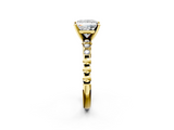 Yellow gold Princess Solitaire Bezel Accent Diamond Engagement Ring with Beaded Band and Four-Prong Setting_38