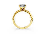 Yellow gold Princess Solitaire Bezel Accent Diamond Engagement Ring with Beaded Band and Four-Prong Setting_39