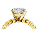 Yellow gold Princess Solitaire Bezel Accent Diamond Engagement Ring with Beaded Band and Four-Prong Setting_40