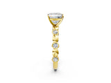 Yellow gold Princess Solitaire Bezel-Set Diamond Ring with Beaded Band and Four-Prong Setting_69