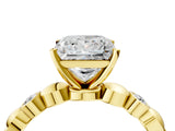 Yellow gold Princess Solitaire Bezel-Set Diamond Ring with Beaded Band and Four-Prong Setting_71