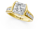 Yellow gold Princess Solitaire Bezel-Set Diamond Ring with Channel-Set Band_94