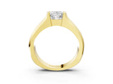 Yellow gold Princess Solitaire Bezel Set Diamond Ring with Wide Band_6