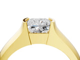 Yellow gold Princess Solitaire Bezel Set Diamond Ring with Wide Band_7