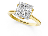Yellow gold Princess Solitaire Cathedral Diamond Ring with Six-Prong Setting_27