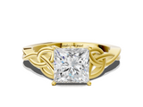 Yellow gold Princess Solitaire Celtic Knot Engagement Ring with Four-Prong Setting_77