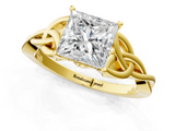 Yellow gold Princess Solitaire Celtic Knot Engagement Ring with Four-Prong Setting_80