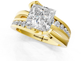 Yellow gold Princess Solitaire Channel-Set Split Shank Ring with Tension Prong Setting_16